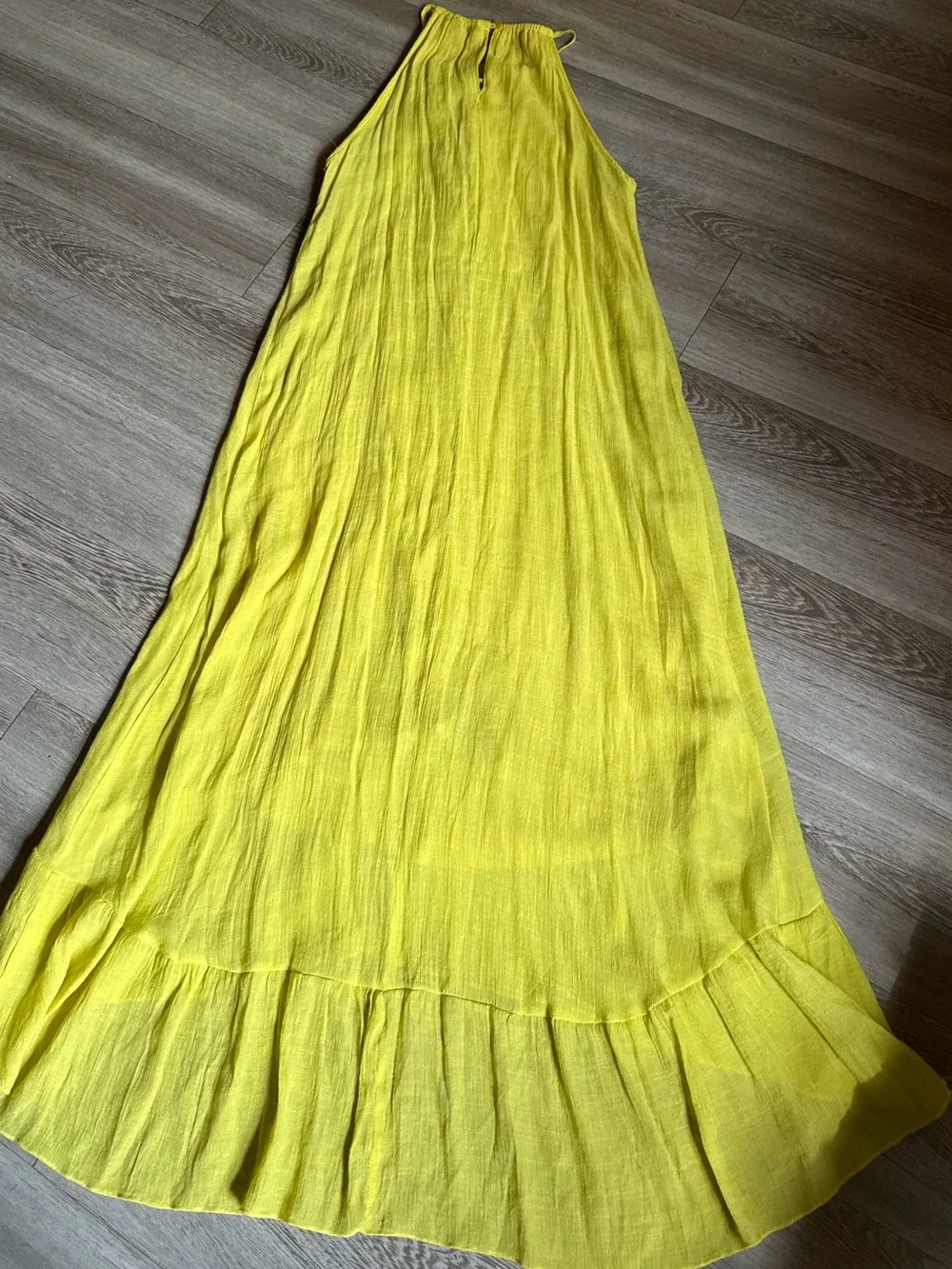 Mlle Gabrielle Lemon Yellow Maxi Skirt with Ruffle Hem